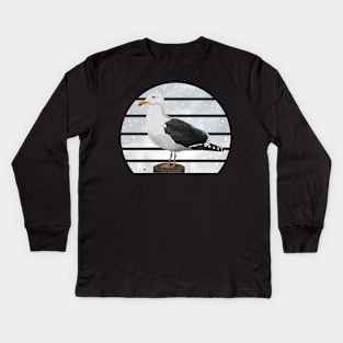 Seagull Winter Snow Bird Watching Birding Ornithologist Gift Kids Long Sleeve T-Shirt